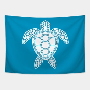 Green Sea Turtle Design - White Tapestry