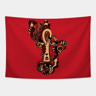 Red and Cream Horus Ankh Tapestry