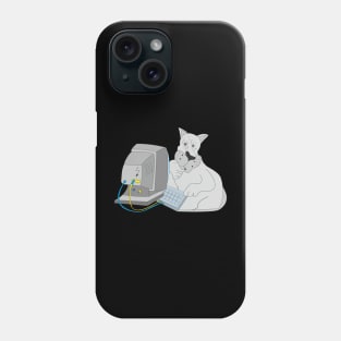 Big cat at the computer Phone Case