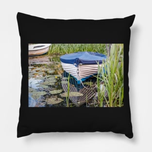 Moored row boat on the Norfolk Broads Pillow