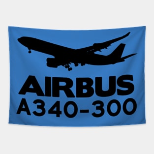 Airbus A340-300 Silhouette Print (Black) Tapestry