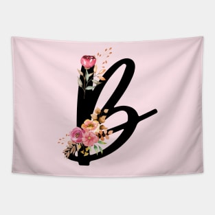 Letter B With Autumn Floral Wreath Tapestry