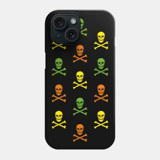 Skull & Crossbones / Jolly Roger (Pattern / Yellow - Green - Orange) Phone Case