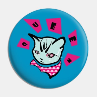 Cute Cat queen Blue and Pink Pin