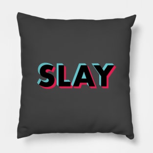 Slay Glitch Black Pillow