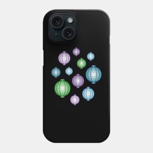 Lanterns | Mid Autumn Festival | Green Purple Blue | Black Phone Case