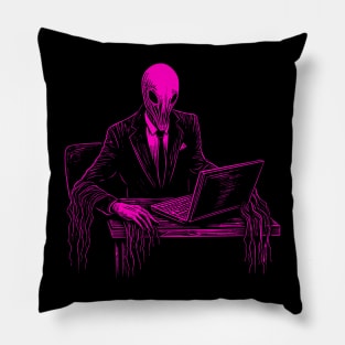 Slender Man  Online Gaming Illustration - Eerie Digital Presence Pillow