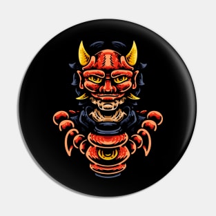 Japanese Man With Oni Mask Pin