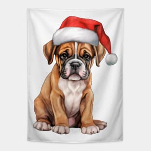 Boxer Dog in Santa Hat Tapestry