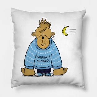 Bananas? Humbug! Funny Monkey / Ape cartoon Pillow