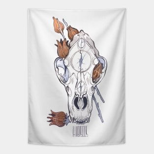 MorbidiTea - Hibiscus with Black Bear Skull Tapestry