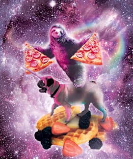 Space Pizza Sloth On Pug Unicorn On Waffles Magnet