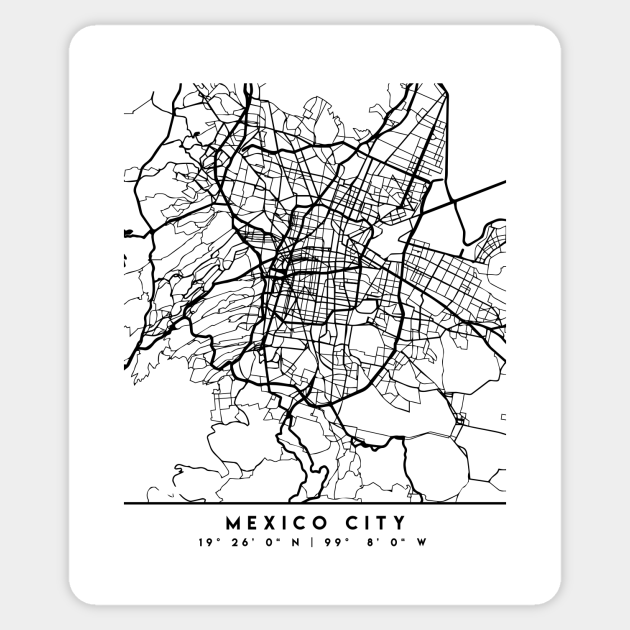 Mexico City Street Map Mexico City Mexico Black City Street Map Art - Mexico City - Sticker |  Teepublic Uk