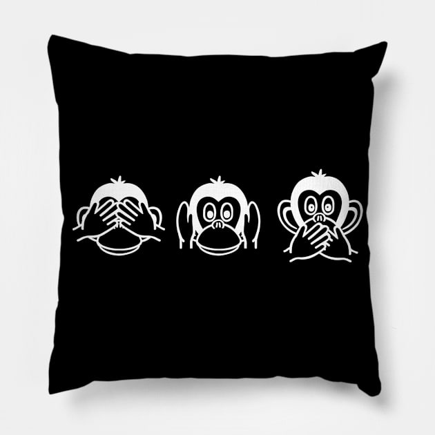 Three wise monkeys Pillow by Designzz