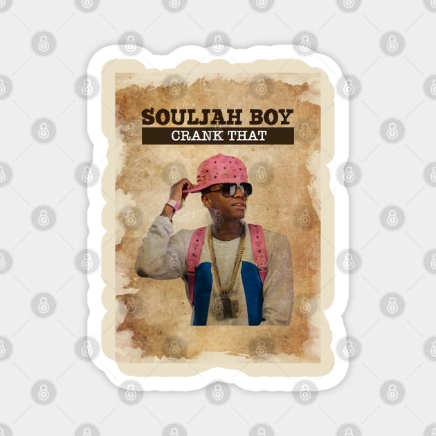 Vintage Old Paper 80s Style Soulja Boy /// crank that Magnet by Madesu Art