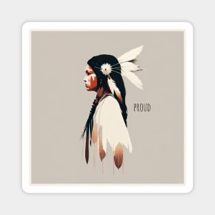 [AI Art] Proud Native American Woman With Headdress Magnet