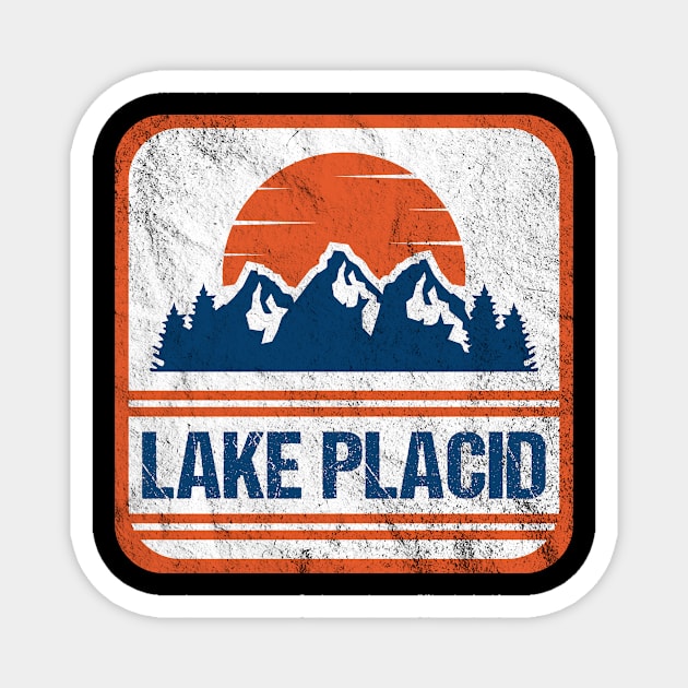 Retro Vintage Lake Placid NY USA Mountain Gift for Men Magnet by JKFDesigns