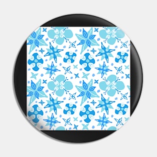 Blue Abstract Floral Pattern Pin