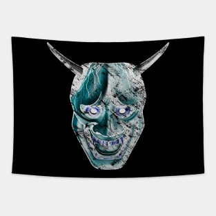 Shinja Japanese tattoo mask white, Design by blacklinesw9 Tapestry