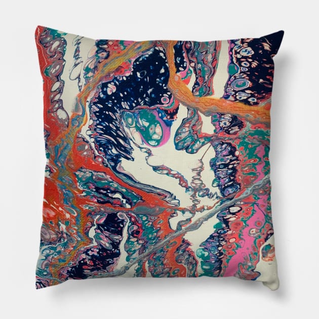 Colorful cellular pouring Pillow by baksuart