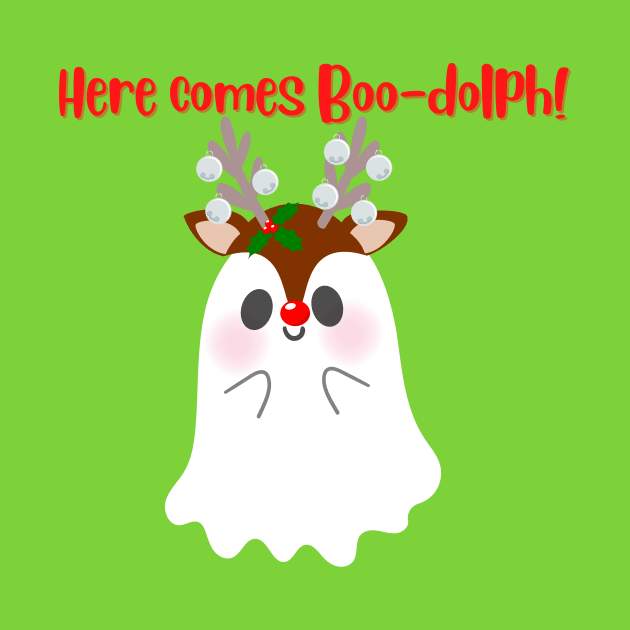 Here Comes Boo-Dolph (Rudolph) Holiday Winter Ghost by TheMavenMedium