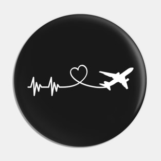 Airplane Pilot Heartbeat Airplane Aviation Gift Flying Pilot T-Shirt Pin