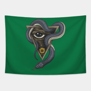 Snake One Eye Illustration Tapestry