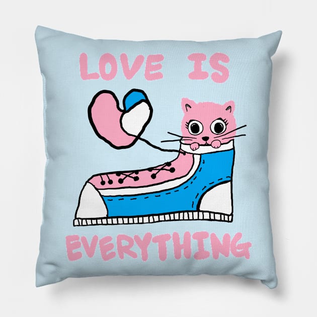 love is everything, lovely cat Pillow by zzzozzo