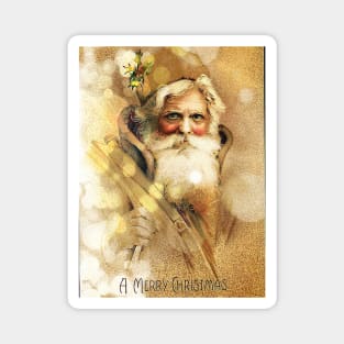 Golden Bokeh vintage Santa Claus Merry Christmas Magnet