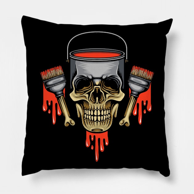 Paint Skull Pillow by Stayhoom