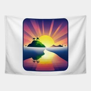 Tropical Island Sunrise - Tropical Vibes Tapestry