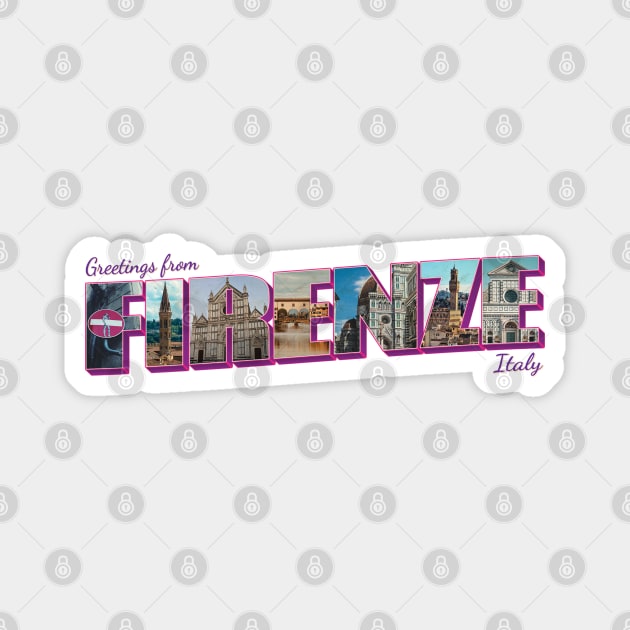 Greetings from Firenze in Italy Vintage style retro souvenir Magnet by DesignerPropo