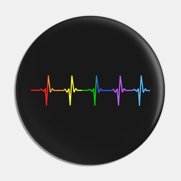 Gay Pride LGBT Heartbeat Pulse Pin by thingsandthings