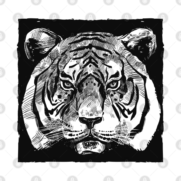 Tiger Head Hand Drawn by KC Happy Shop