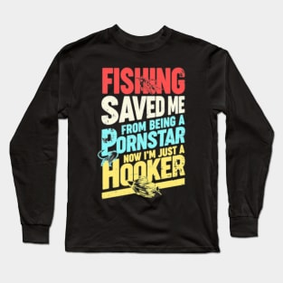 Mens Fishing Saved Me from Being A Pornstar Funny T Shirt for Him Fishing Hook Pole Humor Hooker Tee Shirt - Mens Fishing Saved Me from Being A Pornst