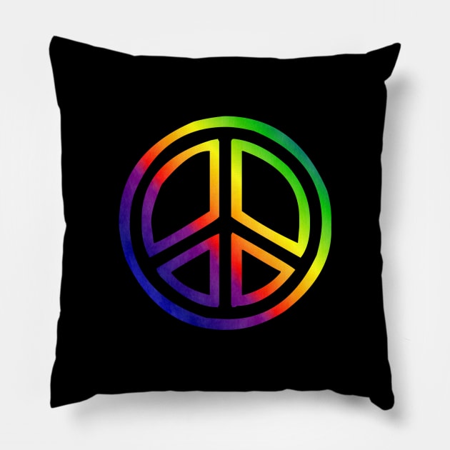 Rainbow Peace Sign Pillow by eesomebysrishti