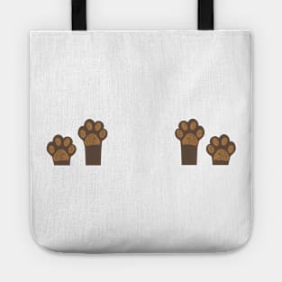 Brown paw print boobs Tote