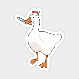 Goose with a knife in a New Year's hat Magnet