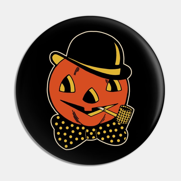 Vintage Fancy Pumpkin Man Pin by fearcity