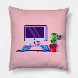 Workspace Cartoon Illustration Pillow