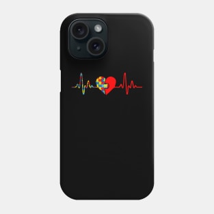 Heart Puzzle Piece Heartbeat Autism Awareness Men Women Kids Phone Case