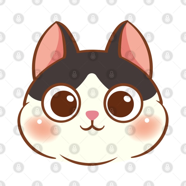 Cartoon cute cat face by tomodaging