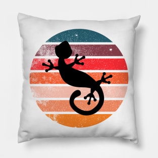 Gecko Lizard Retro Logo Pillow