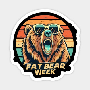 fat bear week retro sunset Magnet