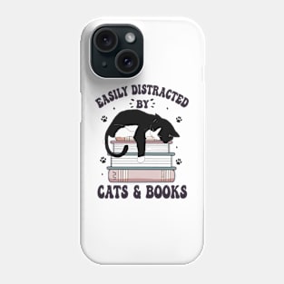 Easily distracted by cats and books Phone Case