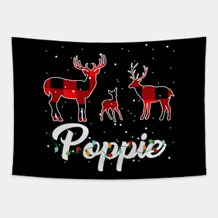 Poppie Reindeer Plaid Pajama Shirt Family Christmas Tapestry