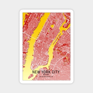 New York City Map Red and yellow Magnet