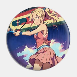 Japanese Vibes Danish Tennis Player Girl Playing Tennis Tournament Pin