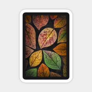 Autumn Leaf Collage with Black Background Magnet