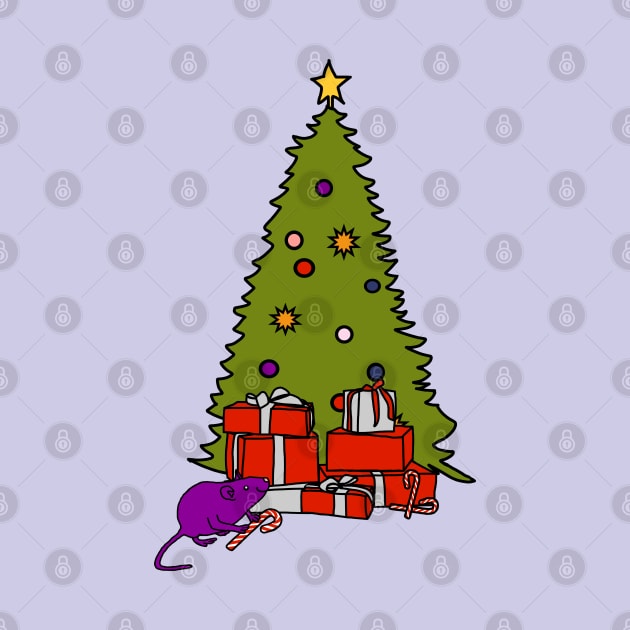 Rat with Candy Cane and Christmas Tree by ellenhenryart